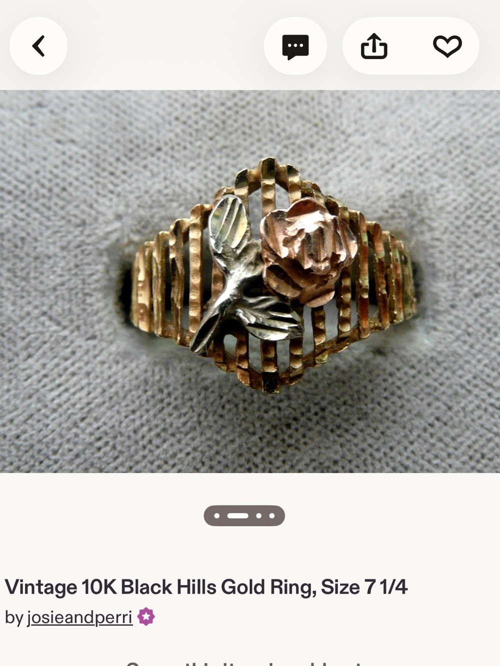 Vintage Tri-Color Black Hills 10K Gold Ring - Rose Motif